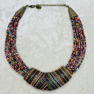 Vintage ZAD Designer Multistrand Multicolor Beaded Necklace 20" Adjustable